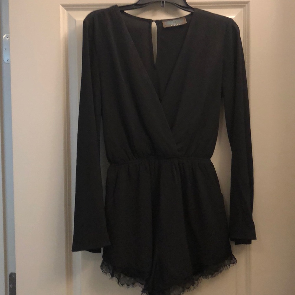 Deep V Black Romper